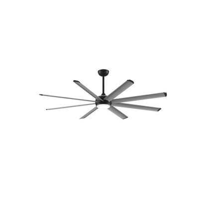 Fanimation Stellar Custom 72in 8-Light Ceiling Fan | Black and Silver Aluminum Blades | Wet Rated Indoor/Outdoor | Model FPD7997BLW-72SLW
