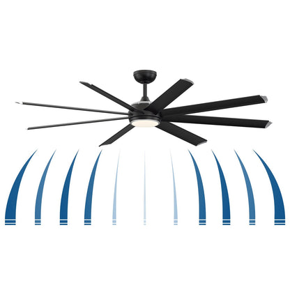 Fanimation Stellar Custom 72in 8-Light Ceiling Fan | Black and Silver Aluminum Blades | Wet Rated Indoor/Outdoor | Model FPD7997BLW-72SLW