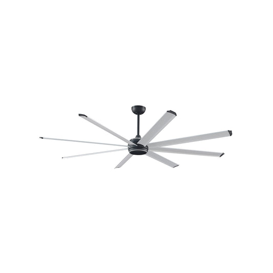 Fanimation Stellar Custom 84in 8-Light Ceiling Fan | Black and Silver Aluminum Blades | Wet Rated Indoor/Outdoor | Model FPD7997BLW-84SLW