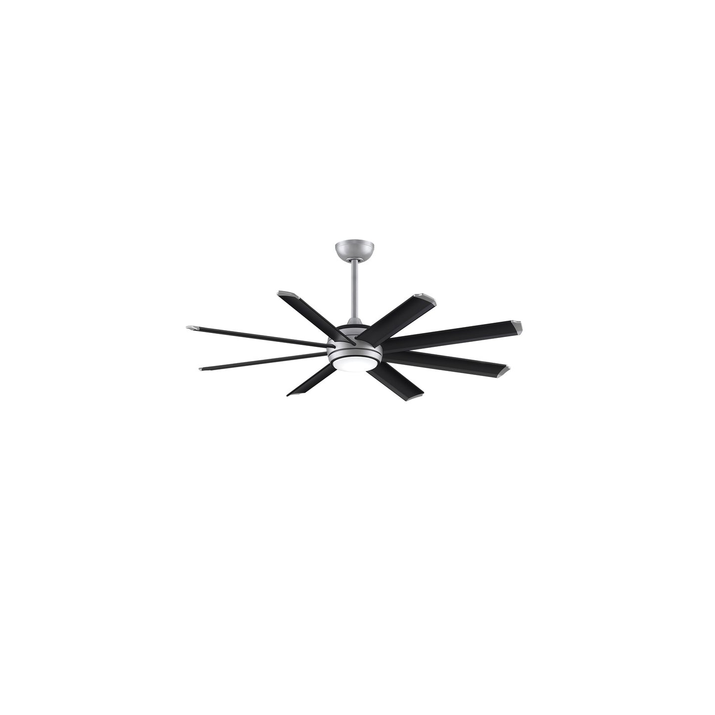 Fanimation Stellar Custom 56in 8-Light Ceiling Fan | Silver and Black Aluminum Blades | Wet Rated Indoor/Outdoor | Model FPD7997SLW-56BLW