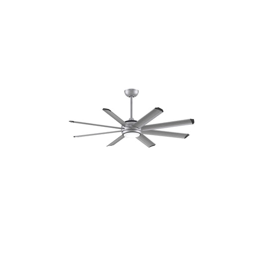 Fanimation Stellar Custom 56in 1-Light Ceiling Fan | Silver Aluminum and Opal Frosted Glass | Covered Patio & Living Room | Model FPD7997SLW-56SLW