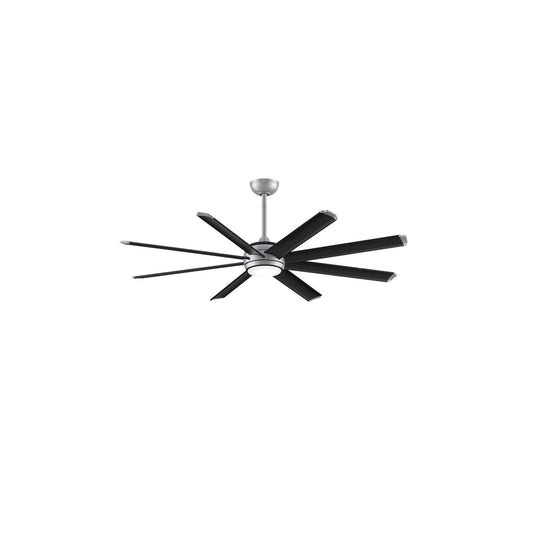 Fanimation Stellar Custom 64in 1-Light Ceiling Fan | Silver Aluminum and Opal Frosted Glass | Covered Patio & Living Room | Model FPD7997SLW-64BLW