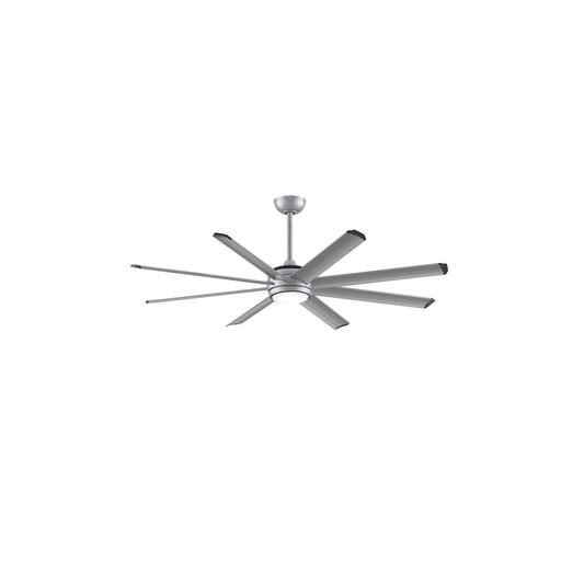Fanimation Stellar Custom 64in 1-Light Ceiling Fan | Silver Aluminum and Opal Frosted Glass | Covered Patio & Living Room | Model FPD7997SLW-64SLW