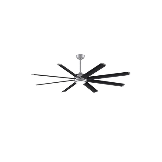Fanimation Stellar Custom 72in 1-Light Ceiling Fan | Silver Aluminum and Opal Frosted Glass | Covered Patio & Living Room | Model FPD7997SLW-72BLW