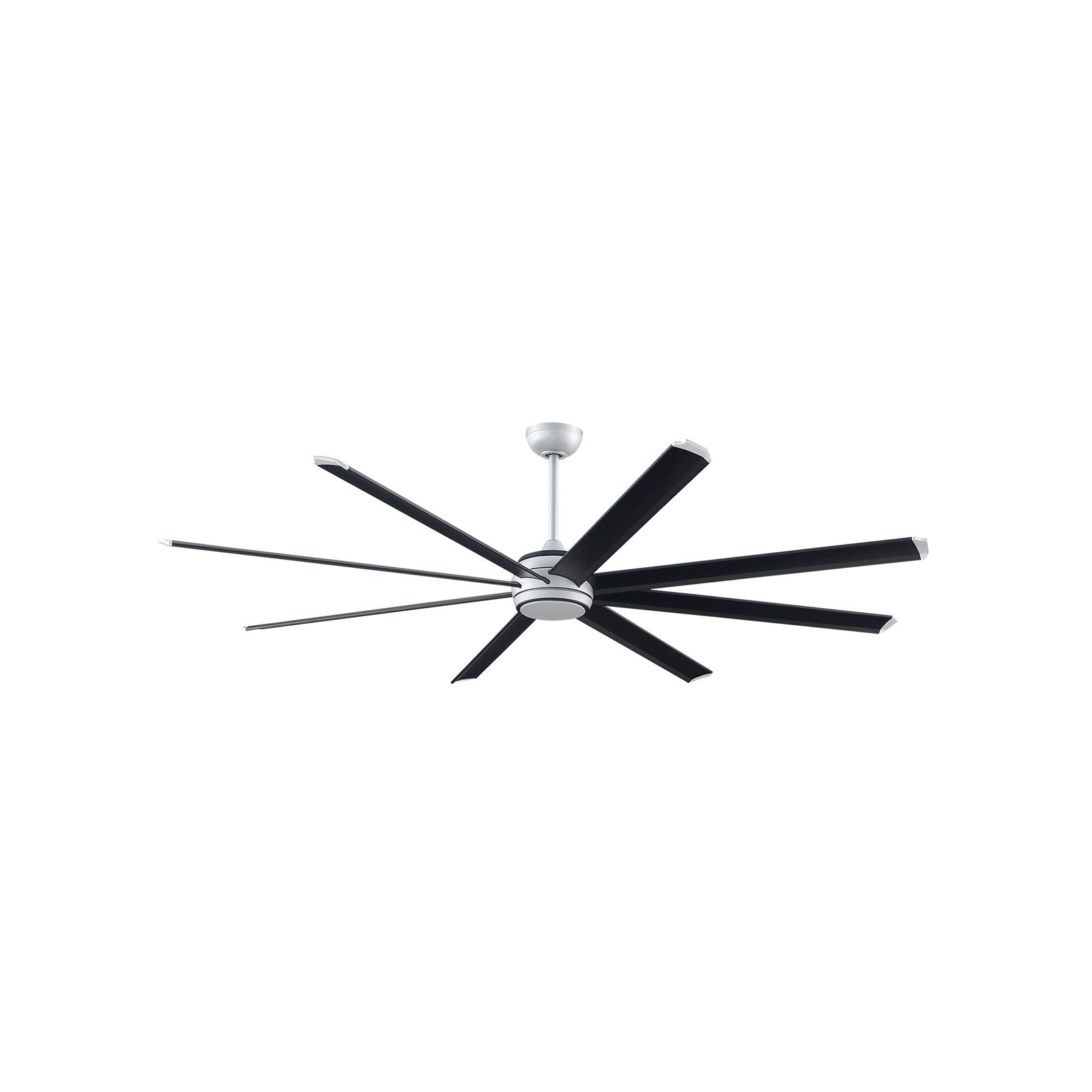 Fanimation Stellar Custom 84in 8-Blade Smart Ceiling Fan | Silver Aluminum and Opal Frosted Glass | Indoor & Outdoor Wet | Model FPD7997SLW-84BLW