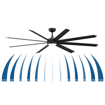 Fanimation Stellar Custom 84in 8-Blade Smart Ceiling Fan | Silver Aluminum and Opal Frosted Glass | Indoor & Outdoor Wet | Model FPD7997SLW-84BLW