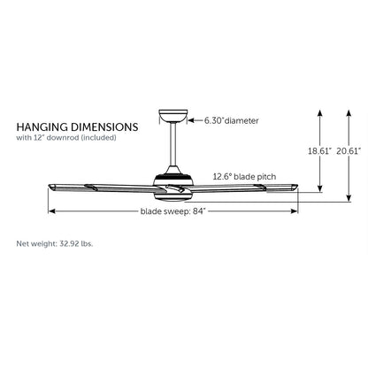 Fanimation Stellar Custom 84in 8-Blade Smart Ceiling Fan | Silver Aluminum and Opal Frosted Glass | Indoor & Outdoor Wet | Model FPD7997SLW-84BLW