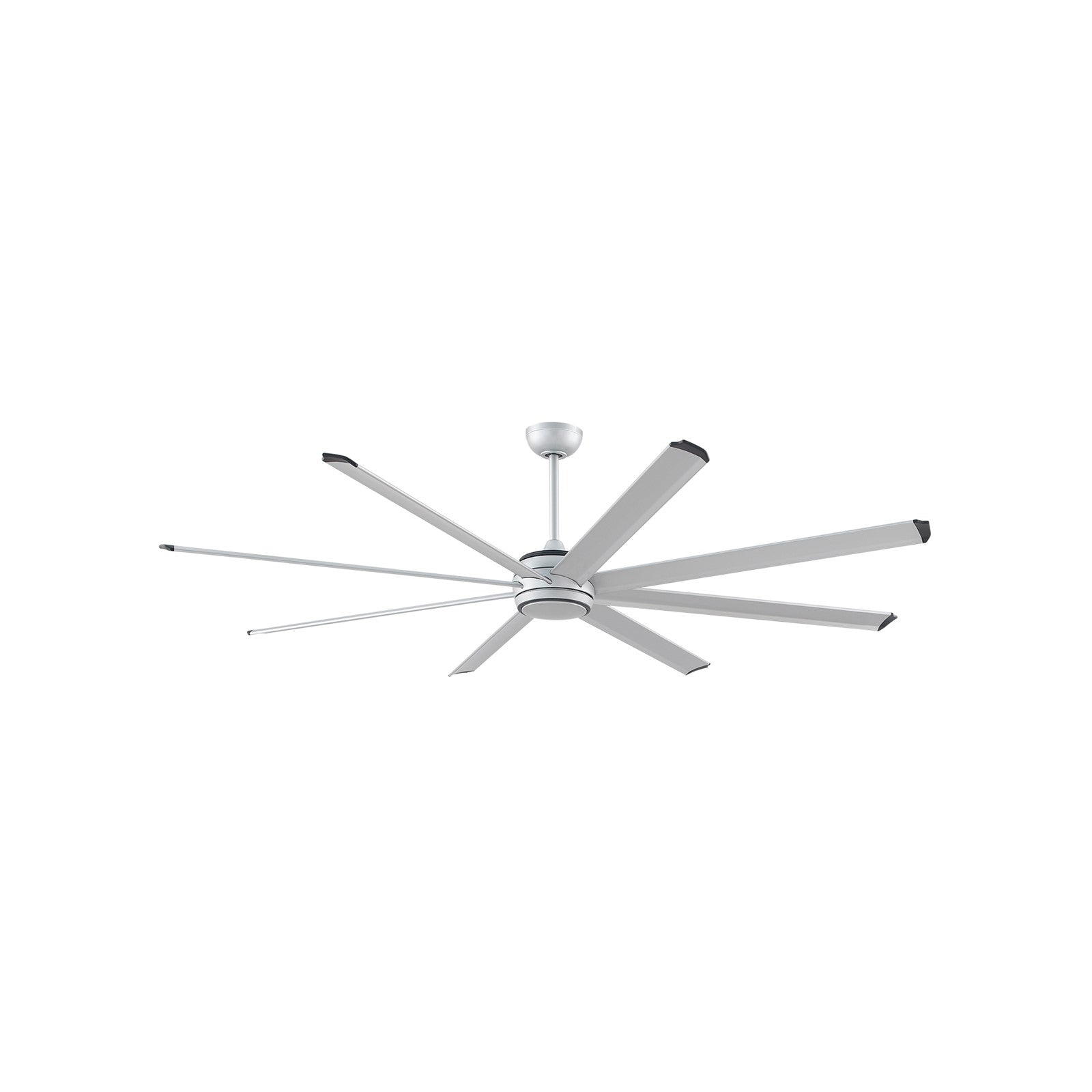Fanimation Stellar Custom 84in 8-Blade Smart Ceiling Fan | Silver Aluminum and Opal Frosted Glass | Indoor & Outdoor Wet | Model FPD7997SLW-84SLW