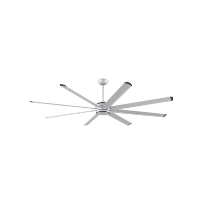 Fanimation Stellar Custom 84in 8-Blade Smart Ceiling Fan | Silver Aluminum and Opal Frosted Glass | Indoor & Outdoor Wet | Model FPD7997SLW-84SLW