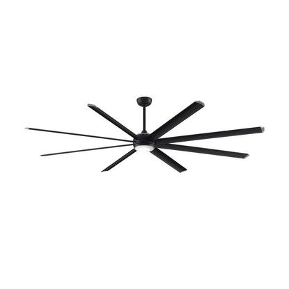 Fanimation Stellar Custom 96in 8-Blade Smart Ceiling Fan | Black Aluminum and Opal Frosted Glass | Indoor & Outdoor Wet | Model FPD7998BLW-96BLW