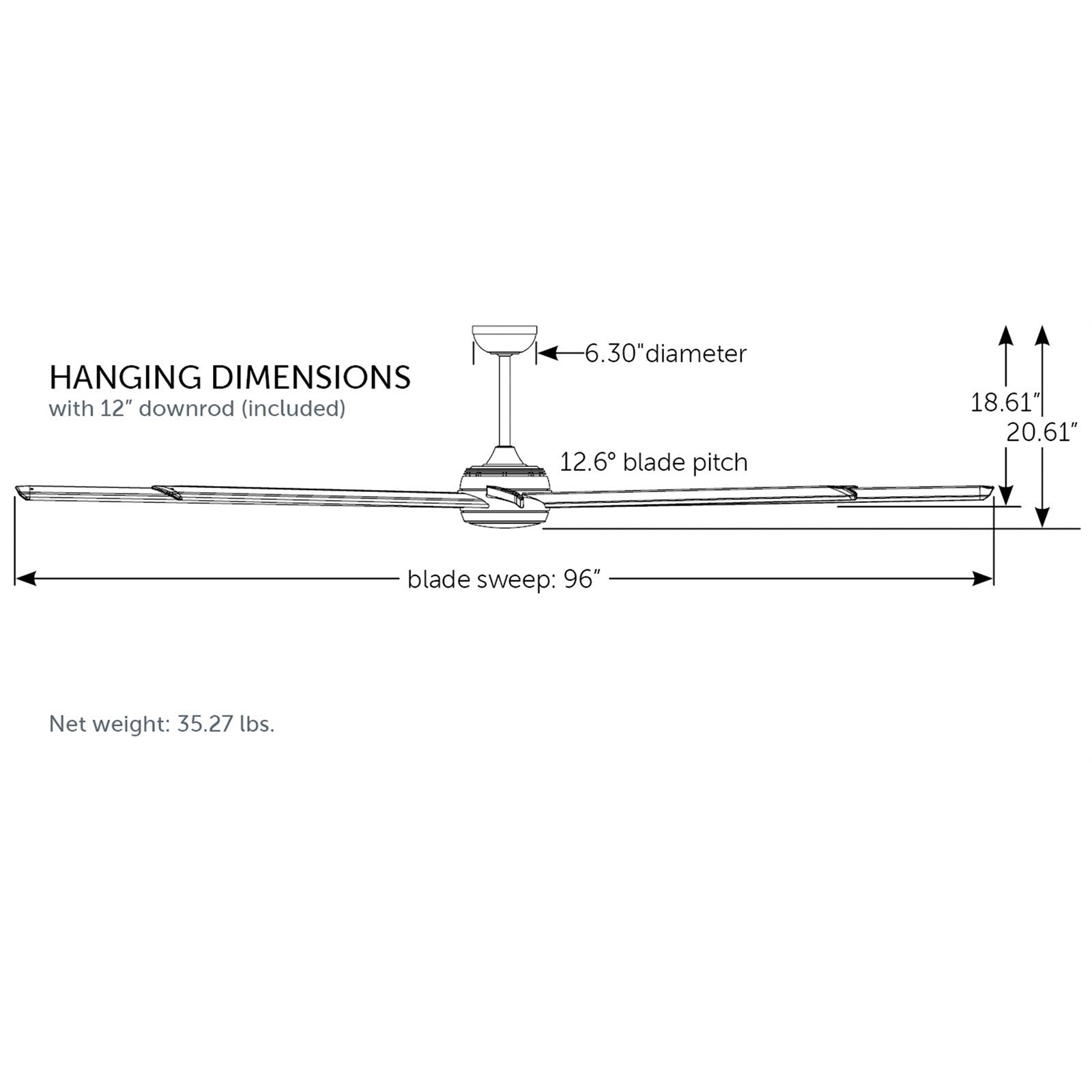 Fanimation Stellar Custom 96in 8-Blade Smart Ceiling Fan | Black Aluminum and Opal Frosted Glass | Indoor & Outdoor Wet | Model FPD7998BLW-96BLW