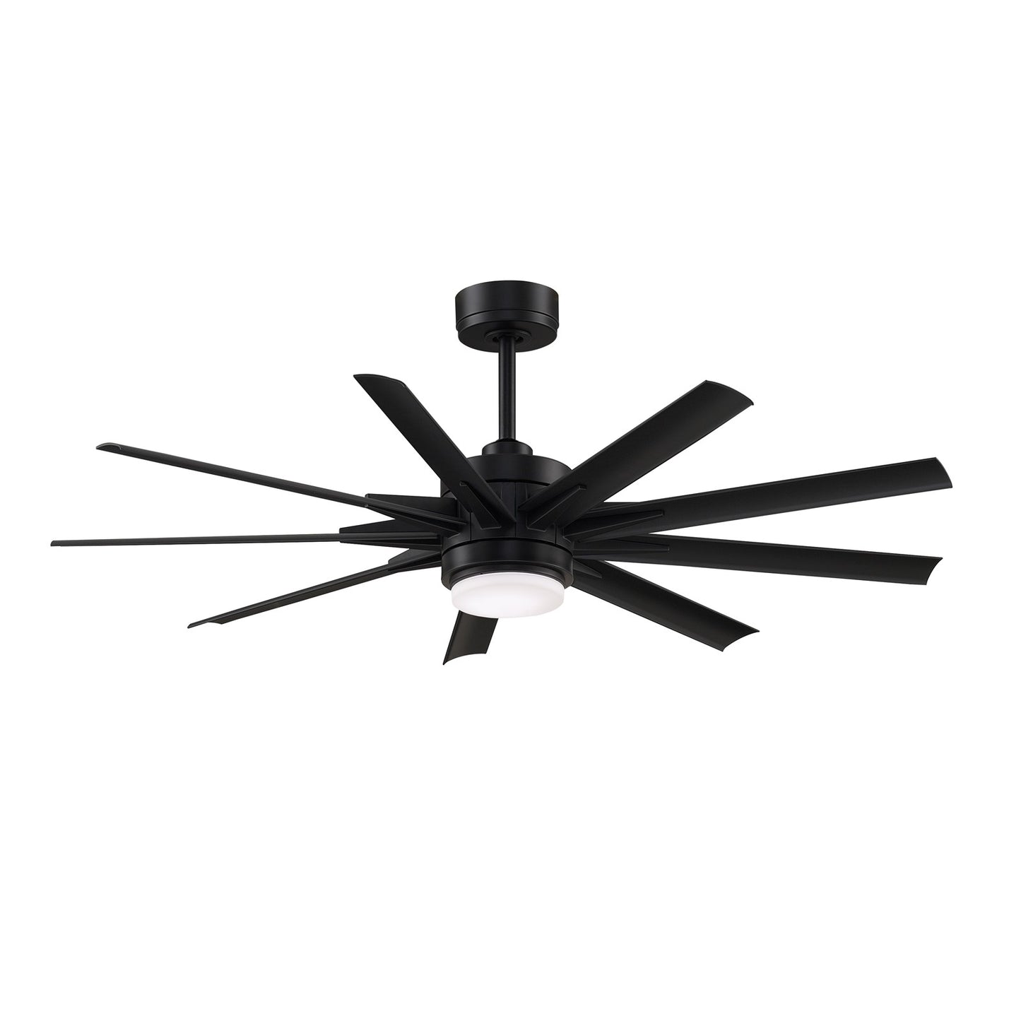 Fanimation Odyn Custom 56in 9-Light Ceiling Fan | Modern Black and Black Composite Blades | Indoor & Outdoor Wet Rated | Model FPD8152BLW-56BLW