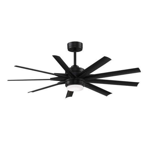 Fanimation Odyn Custom 56in 9-Light Ceiling Fan | Modern Black and Black Composite Blades | Indoor & Outdoor Wet Rated | Model FPD8152BLW-56BLW