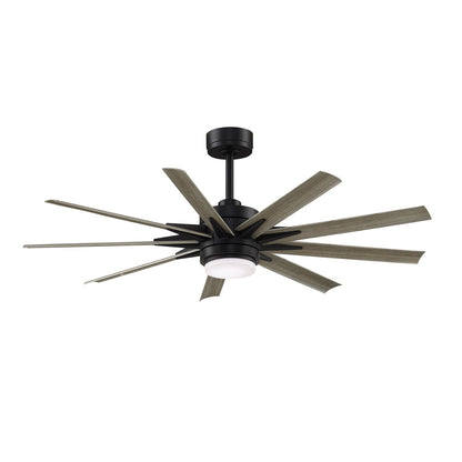 Fanimation Odyn Custom 56in 9-Light Ceiling Fan | Modern Black and Weathered Wood Composite Blades | Indoor & Outdoor Wet | Model FPD8152BLW-56WEW
