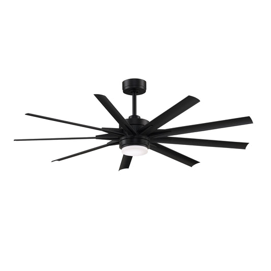 Fanimation Odyn Custom 64in 9-Light Ceiling Fan | Modern Black and Black Composite Blades | Indoor & Outdoor Wet Rated | Model FPD8152BLW-64BLW