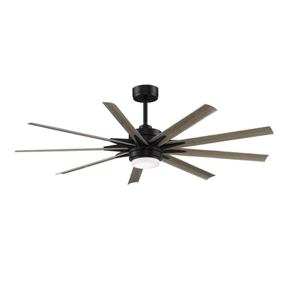 Fanimation Odyn Custom 64in 9-Light Ceiling Fan | Black and Weathered Wood Composite | Covered Patio & Living Room | Model FPD8152BLW-64WEW