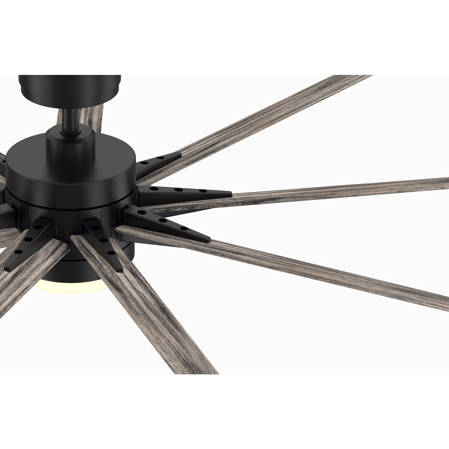 Fanimation Odyn Custom 64in 9-Light Ceiling Fan | Black and Weathered Wood Composite | Covered Patio & Living Room | Model FPD8152BLW-64WEW