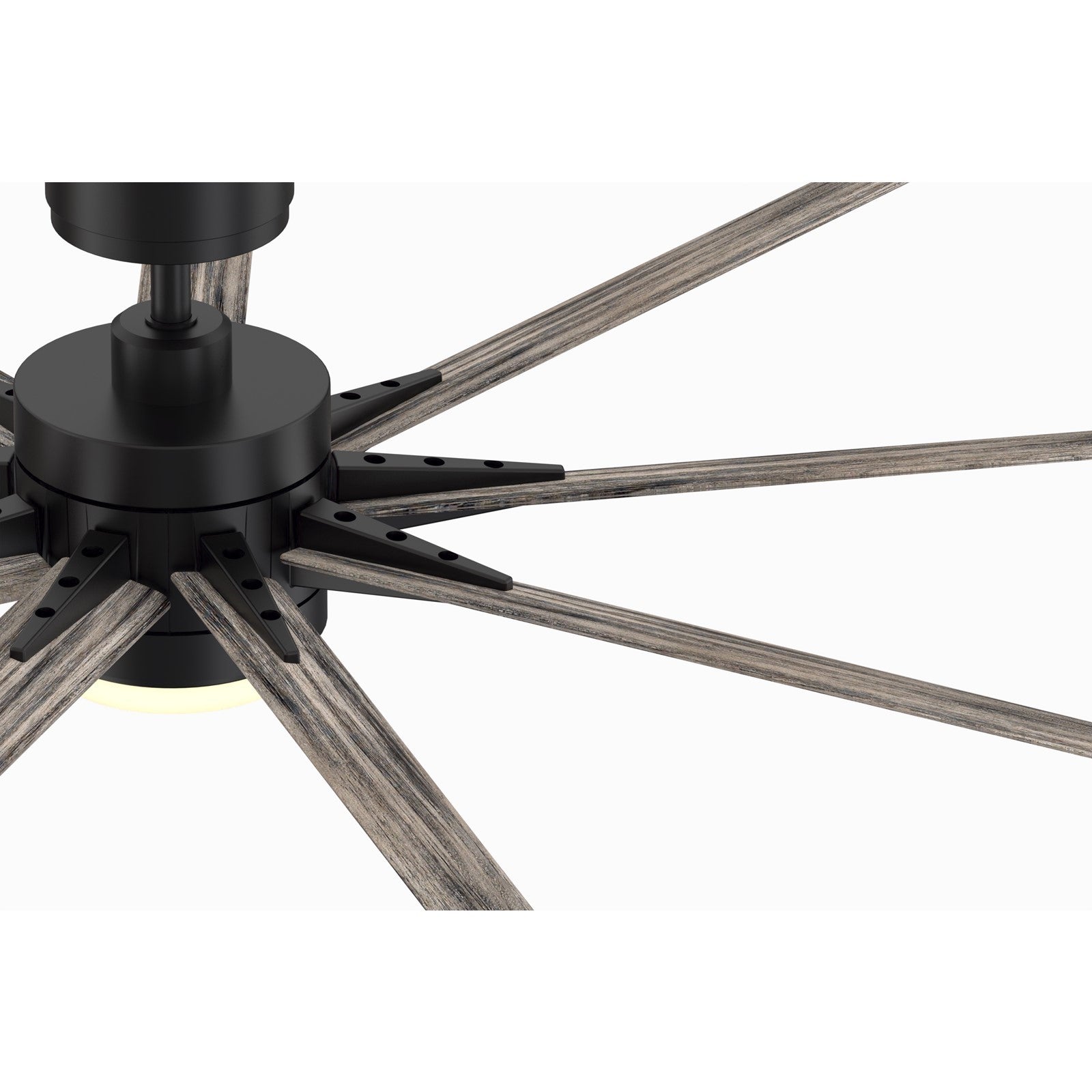 Fanimation Odyn Custom 64in 9-Light Ceiling Fan | Black and Weathered Wood Composite | Covered Patio & Living Room | Model FPD8152BLW-64WEW