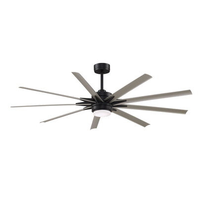 Fanimation Odyn Custom 72in 9-Light Ceiling Fan | Black and Brushed Nickel Composite | Covered Patio & Living Room | Model FPD8152BLW-72BNW
