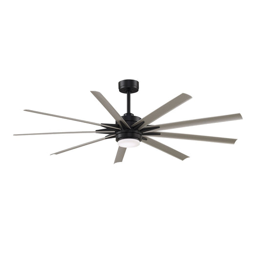 Fanimation Odyn Custom 72in 9-Light Ceiling Fan | Black and Brushed Nickel Composite | Covered Patio & Living Room | Model FPD8152BLW-72BNW