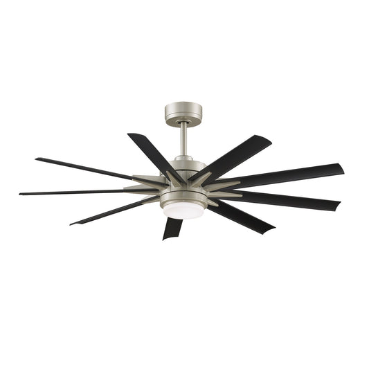 Fanimation Odyn Custom 56in 9-Light Ceiling Fan | Modern Brushed Nickel and Black Blades | Covered Patio & Great Room | Model FPD8152BNW-56BLW
