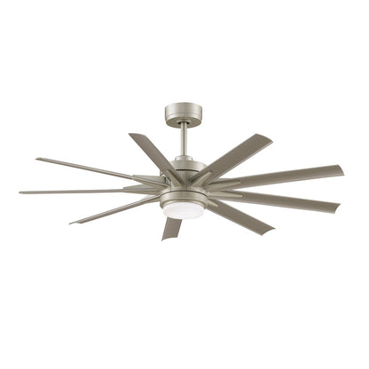 Fanimation Odyn Custom 56in 9-Light Ceiling Fan | Modern Brushed Nickel and Brushed Nickel Blades | Covered Patio & Great | Model FPD8152BNW-56BNW