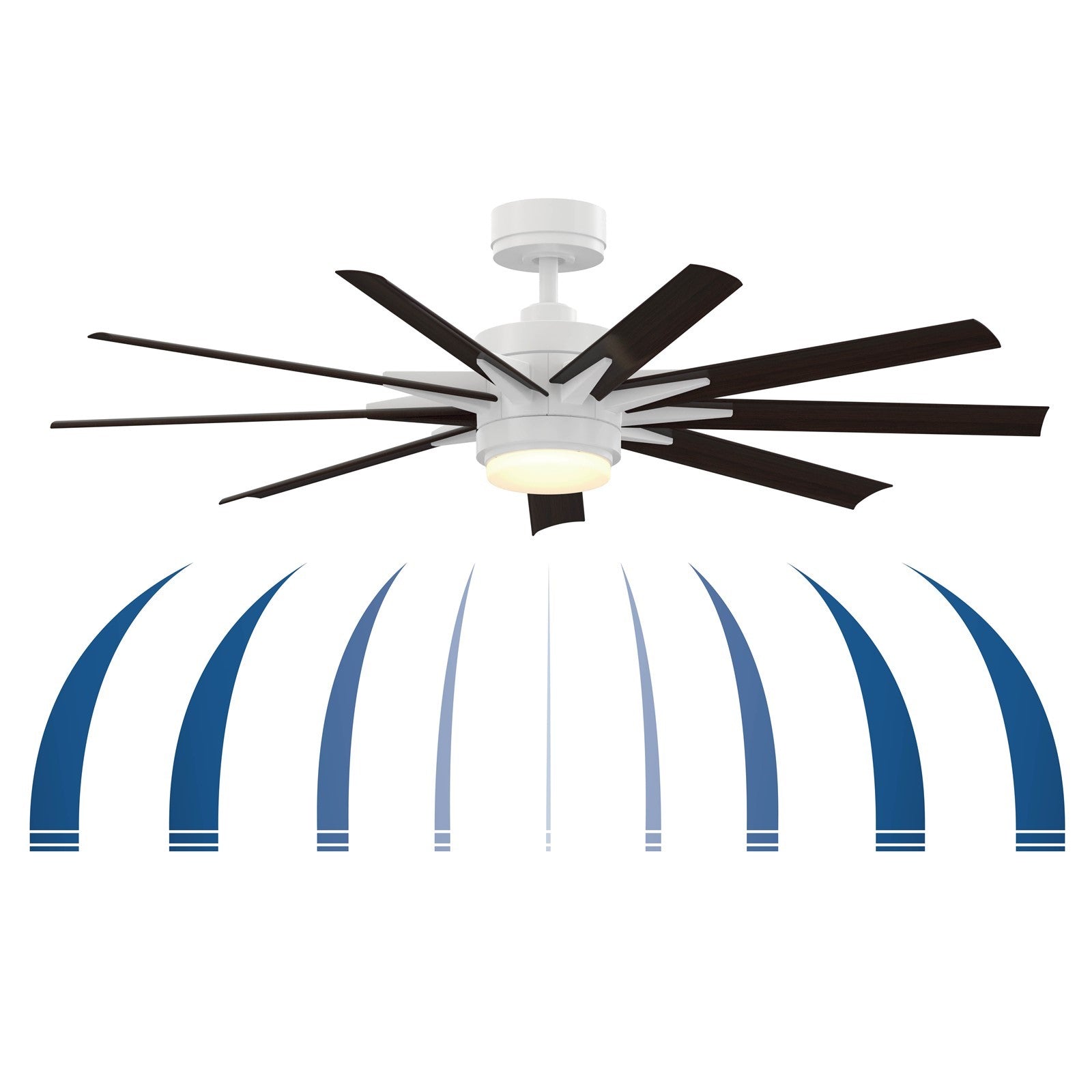 Fanimation Odyn Custom 56in 9-Light Ceiling Fan | Modern Brushed Nickel and Brushed Nickel Blades | Covered Patio & Great | Model FPD8152BNW-56BNW
