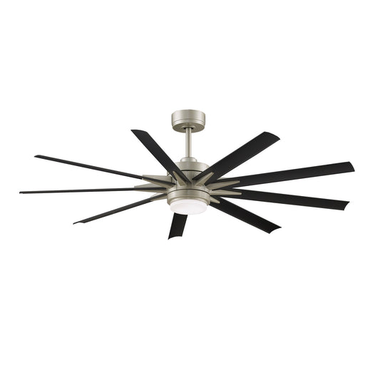 Fanimation Odyn Custom 64in 9-Light Smart Ceiling Fan | Modern Brushed Nickel and Black Composite Blades | Indoor & Outdoor | Model FPD8152BNW-64BLW