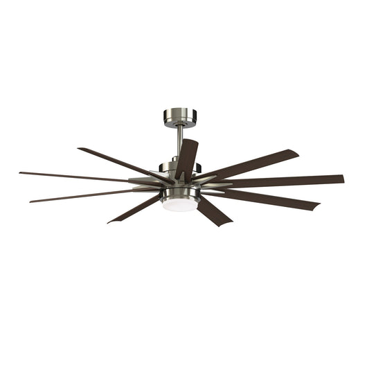 Fanimation Odyn Custom 64in 9-Light Smart Ceiling Fan | Modern Brushed Nickel and Dark Walnut Composite Blades | Indoor | Model FPD8152BNW-64DWAW