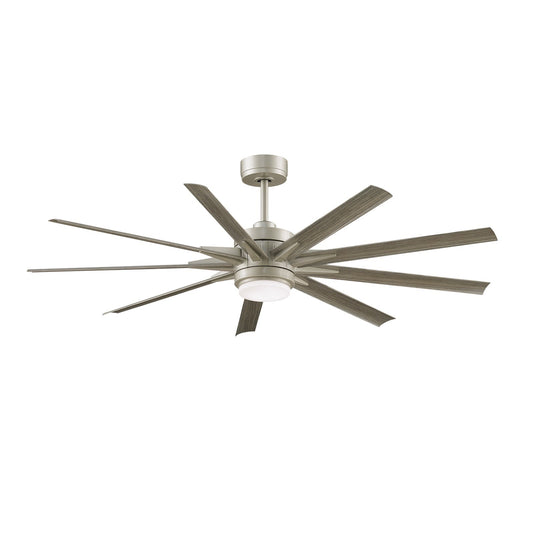 Fanimation Odyn Custom 64in 9-Light Ceiling Fan | Brushed Nickel and Weathered Wood Composite Blades | Covered Patio & Great | Model FPD8152BNW-64WEW