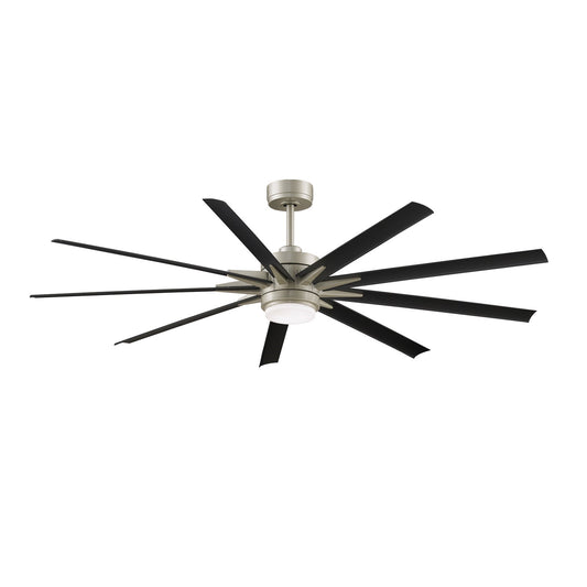 Fanimation Odyn Custom 72in 9-Light Ceiling Fan | Brushed Nickel and Black Composite Blades | Covered Patio & Great Room | Model FPD8152BNW-72BLW