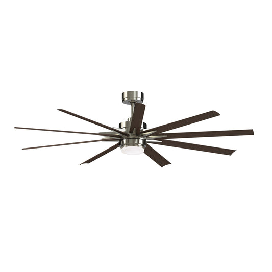 Fanimation Odyn Custom 72in 9-Light Ceiling Fan | Brushed Nickel and Dark Walnut Composite Blades | Covered Patio & Great | Model FPD8152BNW-72DWAW