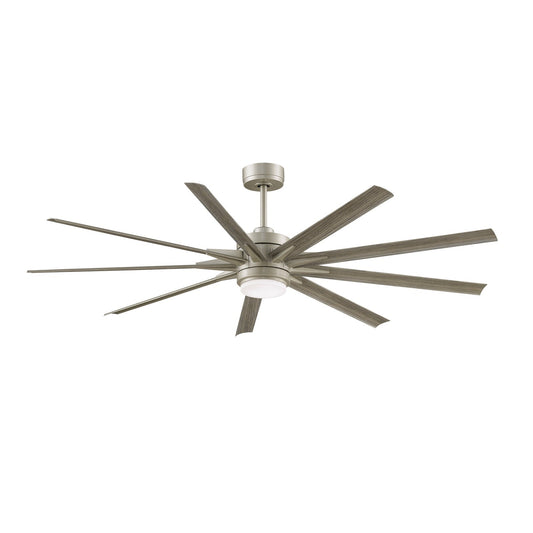 Fanimation Odyn Custom 72in 1-Light Ceiling Fan | Brushed Nickel and Weathered Wood Composite | Covered Patio & Great Room | Model FPD8152BNW-72WEW