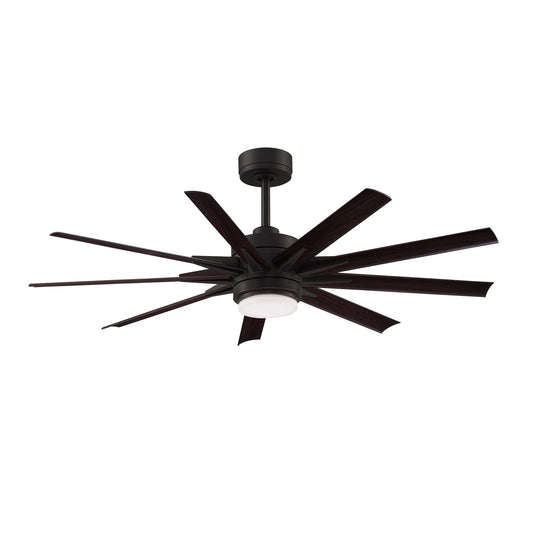 Fanimation Odyn Custom 56in 1-Light Ceiling Fan | Dark Bronze and Dark Walnut Composite | Covered Patio & Bedroom | Model FPD8152DZW-56DWAW