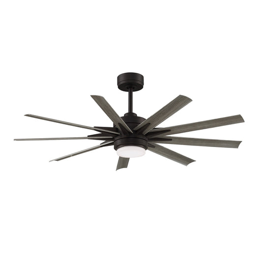 Fanimation Odyn Custom 56in 1-Light Ceiling Fan | Dark Bronze and Weathered Wood Composite | Covered Patio & Bedroom | Model FPD8152DZW-56WEW