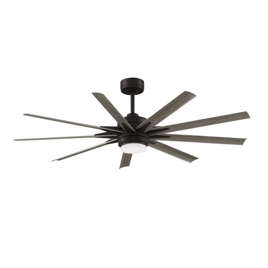 Fanimation Odyn Custom 64in 1-Light Ceiling Fan | Dark Bronze and Weathered Wood Composite | Indoor & Outdoor Wet Rated | Model FPD8152DZW-64WEW