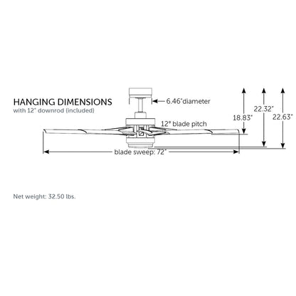 Fanimation Odyn Custom 72in 1-Light Ceiling Fan | Dark Bronze and Dark Walnut Composite | Indoor & Outdoor Wet Rated | Model FPD8152DZW-72DWAW