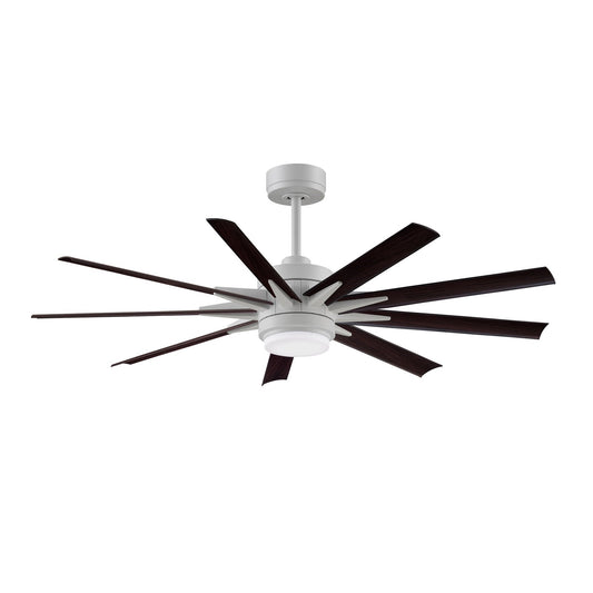 Fanimation Odyn Custom 56in 1-Light Ceiling Fan | Matte White and Dark Walnut Composite | Indoor & Outdoor Wet Rated | Model FPD8152MWW-56DWAW