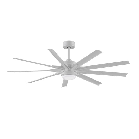 Fanimation Odyn Custom 64in 9-Light Smart Ceiling Fan | Matte White and Opal Frosted Glass | Indoor & Outdoor Wet Rated | Model FPD8152MWW-64MWW