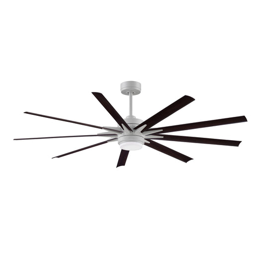 Fanimation Odyn Custom 72in 1-Light Ceiling Fan | Matte White and Dark Walnut Composite Blades | Indoor & Outdoor Wet Rated | Model FPD8152MWW-72DWAW