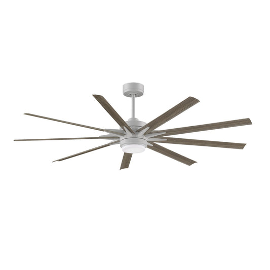 Fanimation Odyn Custom 72in 1-Light Ceiling Fan | Matte White and Weathered Wood Composite Blades | Indoor & Outdoor Wet | Model FPD8152MWW-72WEW