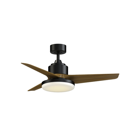 Fanimation TriAire Custom 44in 1-Light Smart Ceiling Fan | Modern Black and Koa Composite Blades | Covered Patio & Porch | Model FPD8514BLW-44KW-12LK