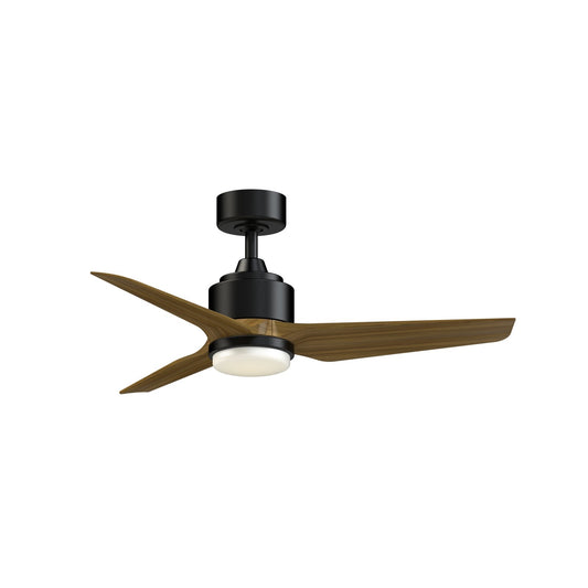 Fanimation TriAire Custom 44in 1-Light Ceiling Fan | Modern Black and Koa Composite Blades | Indoor & Outdoor Wet Rated | Model FPD8514BLW-44KW-LK
