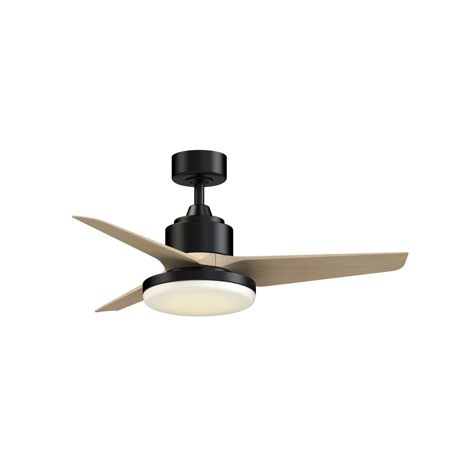 Fanimation TriAire Custom 44in 1-Light Ceiling Fan | Modern Black and Natural Composite Blades | Indoor & Outdoor Wet | Model FPD8514BLW-44NW-12LK