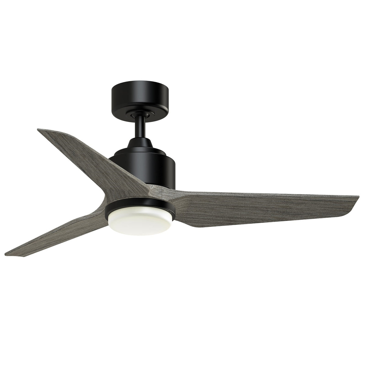 Fanimation TriAire Custom 44in 1-Light Smart Ceiling Fan | Modern Black and Weathered Wood Blades | Indoor & Outdoor Wet | Model FPD8514BLW-44WEW-LK