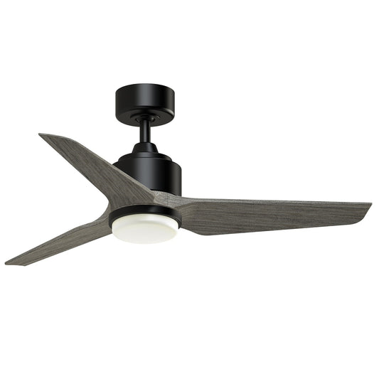 Fanimation TriAire Custom 44in 1-Light Smart Ceiling Fan | Modern Black and Weathered Wood Blades | Indoor & Outdoor Wet | Model FPD8514BLW-44WEW-LK