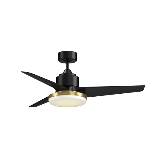 Fanimation TriAire Custom 48in 1-Light Smart Ceiling Fan | Black and Brushed Satin Brass Opal Frosted Glass | Indoor | Model FPD8514BLW-48BLW-BS12LK