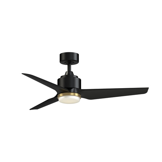 Fanimation TriAire Custom 48in 1-Light Smart Ceiling Fan | Black and Brushed Satin Brass Opal Frosted Glass | Indoor | Model FPD8514BLW-48BLW-LKBS