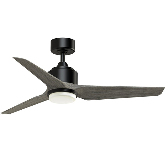 Fanimation TriAire Custom 48in 1-Light Ceiling Fan | Modern Black and Weathered Wood Composite | Indoor & Outdoor Wet | Model FPD8514BLW-48WEW-LK