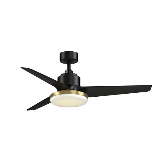 Fanimation TriAire Custom 52in 1-Light Ceiling Fan | Modern Black and Brushed Satin Brass with Opal Frosted Glass | Model FPD8514BLW-52BLW-BS12LK